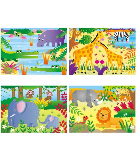 Imagine Set 4 puzzle-uri Jungla (12, 16, 20, 24 piese)