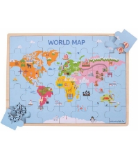 Imagine Puzzle din lemn - Harta lumii (35 piese)