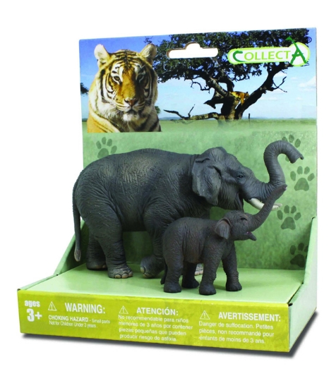 Imagine Set 2 Figurine Elefant Asiatic cu pui