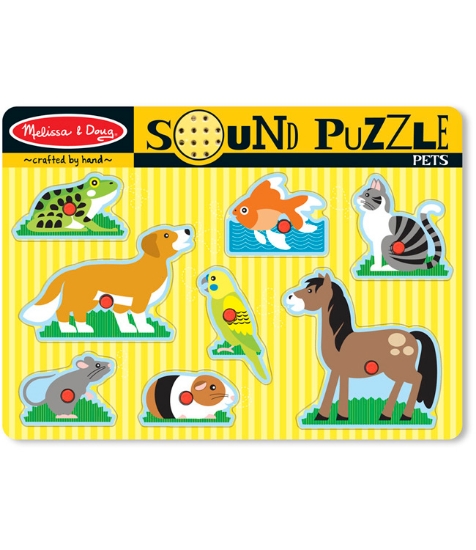 Imagine Puzzle de lemn cu sunete Animale de companie