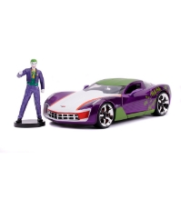 Imagine Masinute metalica Chevy Corvette Stingray 2009 si figurina Joker scara 1:24