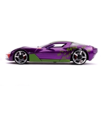 Imagine Masinute metalica Chevy Corvette Stingray 2009 si figurina Joker scara 1:24