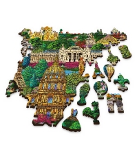 Imagine Puzzle Trefl din lemn 1000 piese Obiective turistice faimoase din Franta