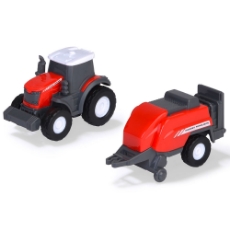 Imagine Camion Massey Ferguson Micro Farm Truck 32 cm cu tractor si presa de balotat