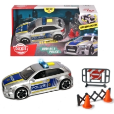 Imagine Masina de politie Audi RS3 1:32 15 cm cu lumini, sunete si accesorii