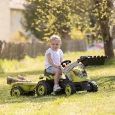 Imagine Tractor cu pedale si remorca Farmer Max verde cu negru