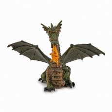 Imagine Figurina dragon verde inaripat cu flacara