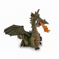 Imagine Figurina dragon verde inaripat cu flacara