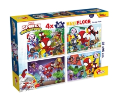 Imagine Puzzle de colorat maxi - Paienjenelul Marvel si prietenii lui uimitori (4 x 48 de piese)